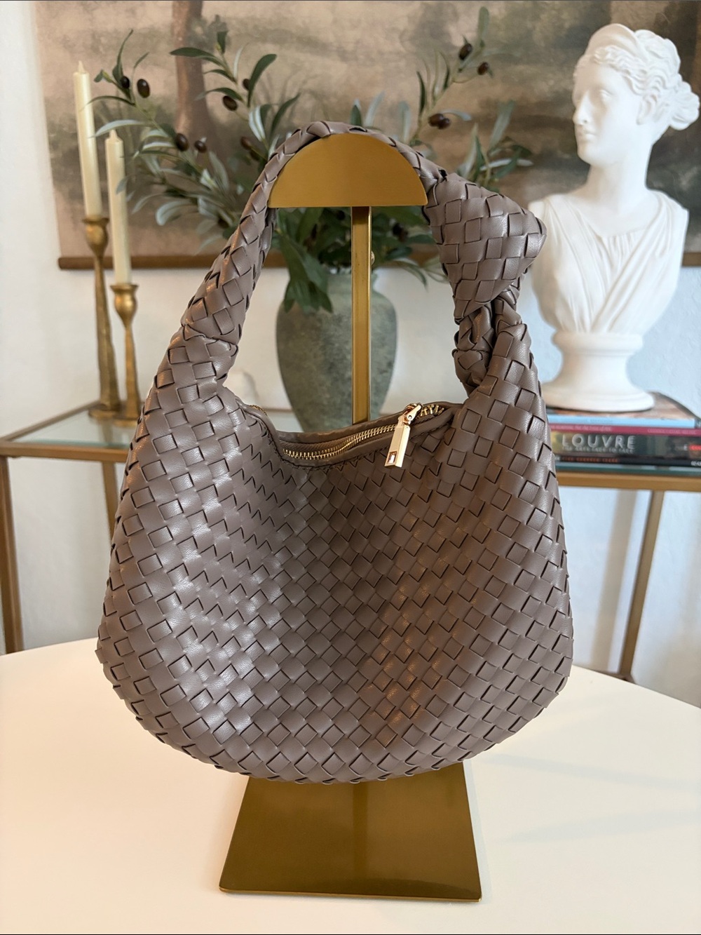 Melie Bianco Drew Small Top Handle Bag in Stone